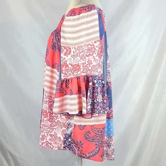 Est. 1946 Boho Patchwork On or Off Shoulder Blouse - Picture 7 of 12